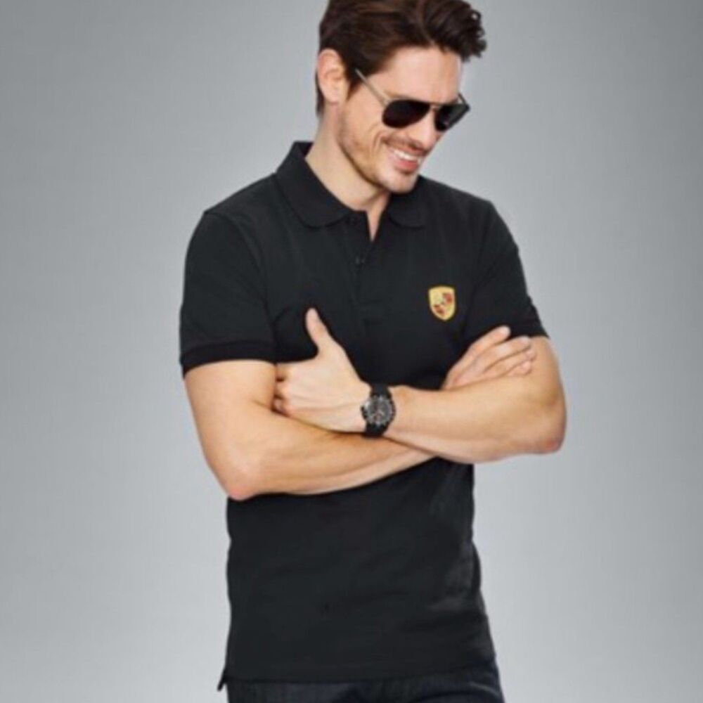 Porsche Crest Essential Polo Shirt Men’s Size XS Black